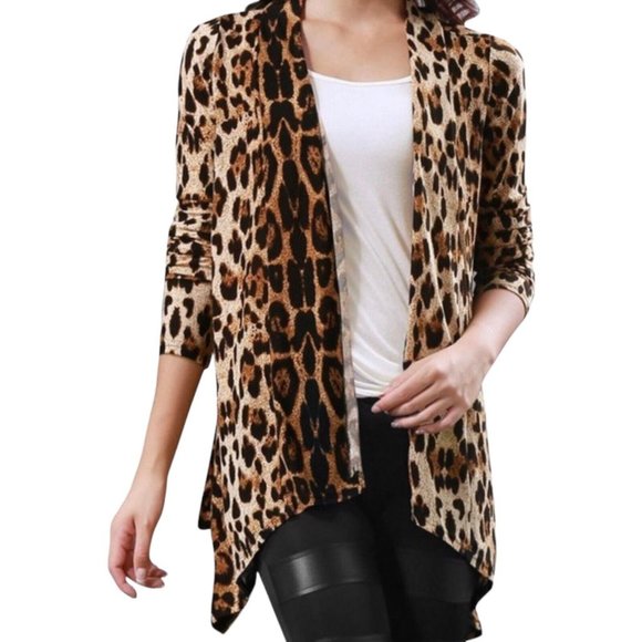 Allegra K Sweaters - Allegra K Leopard Print Cardigan Medium Long Sleeve